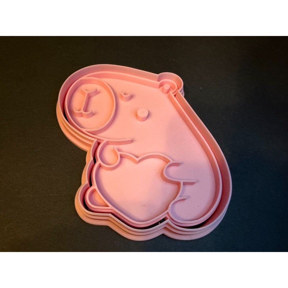 Capybara Cookie Cutter Set, Pink Animal Cookie Stamp and Cutter